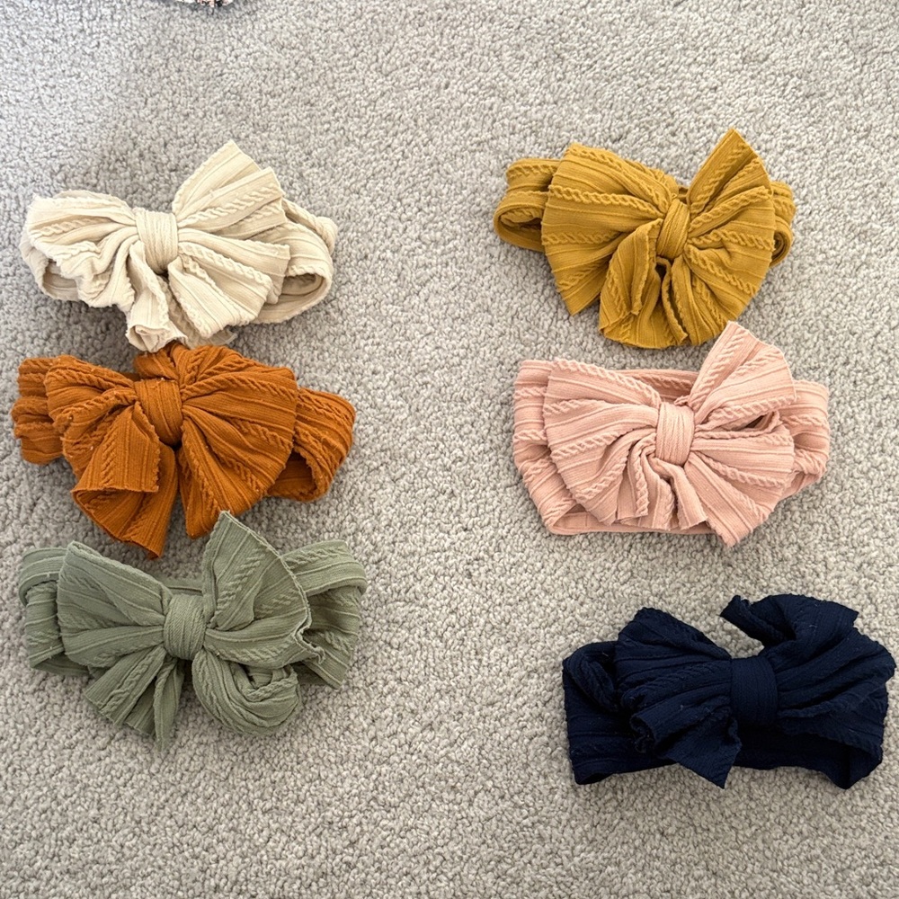 Set of 6 Bow Headbands in Assorted Colors